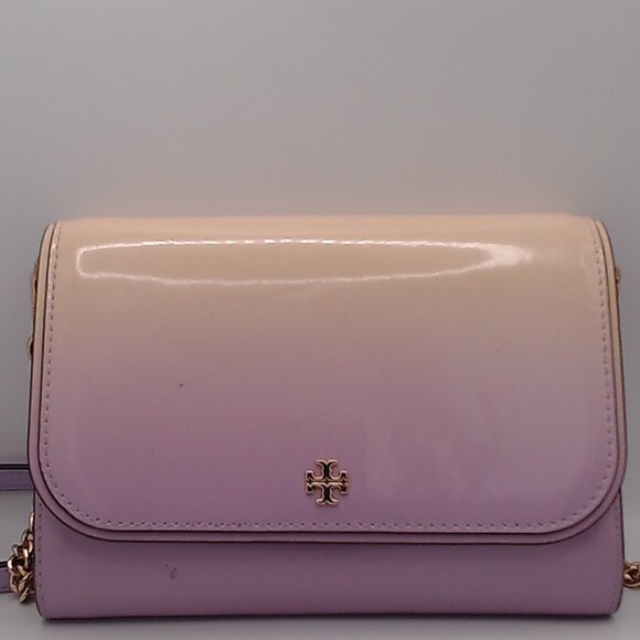 USED Tory Burch Emerson dip dye chain crossbody wallet sweet corn lavender - Picture 1 of 6